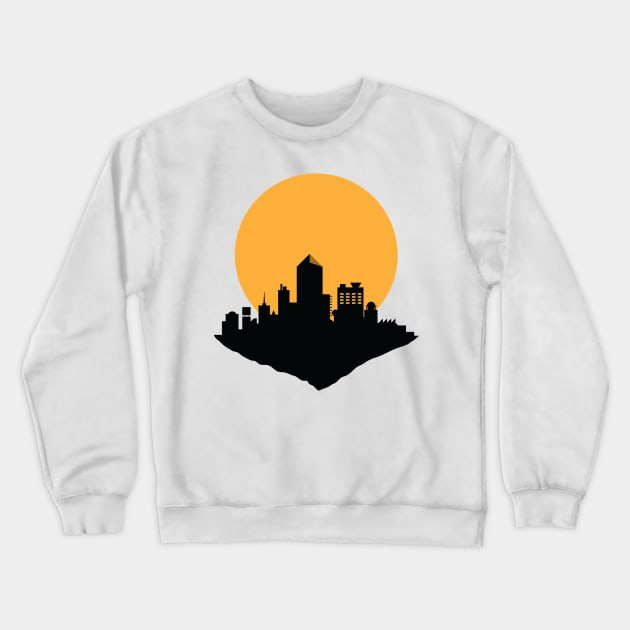 silhouette big city with Supermoon background Crewneck Sweatshirt by capplecng